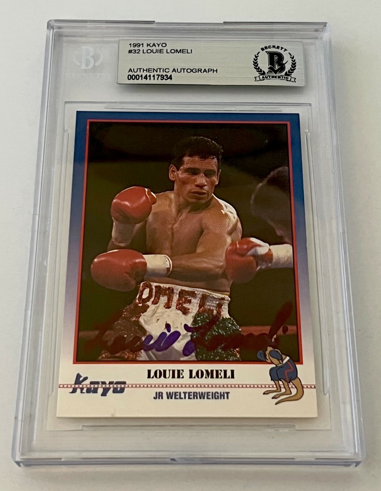 Louie Lomeli Boxing signed 1991 Kayo #32 Card autographed Beckett Slabbed
