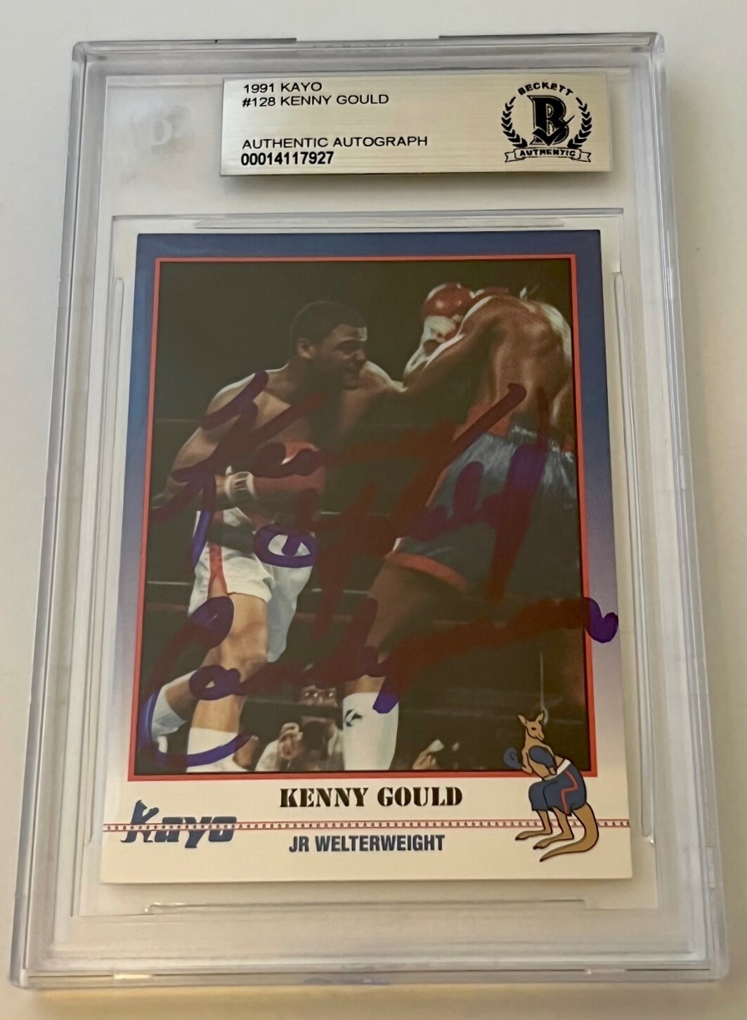 Kenny Gould Boxing signed 1991 Kayo #128 Card autographed Beckett Slabbed #3
