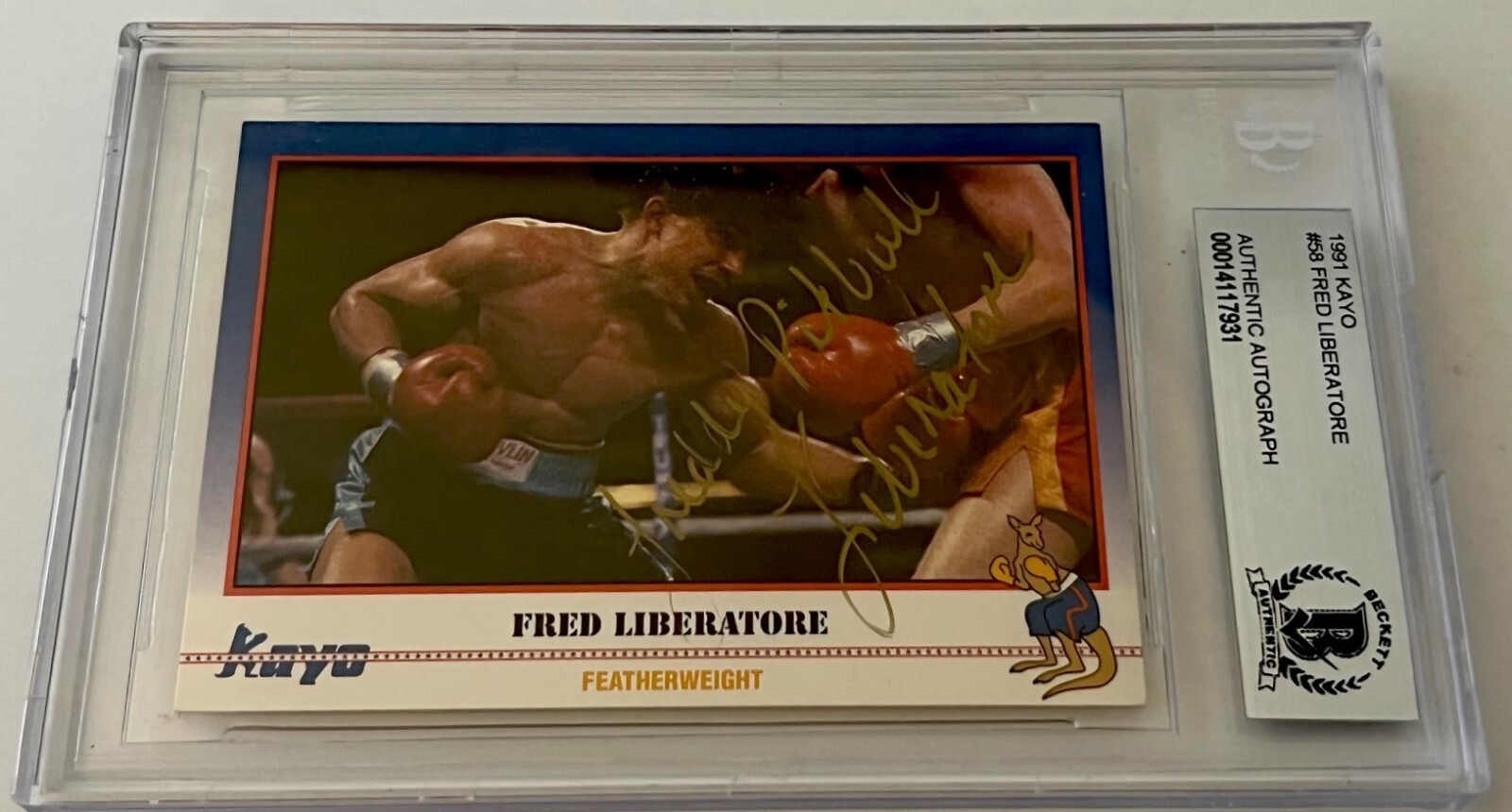 Fred Liberatore Boxing signed 1991 Kayo #58 Card autographed Beckett Slabbed
