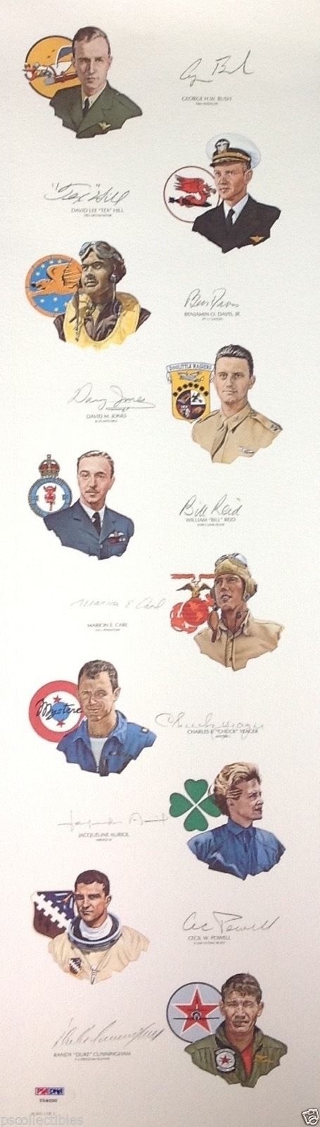 1992 GATHERING OF EAGLES SIGNED LITHO PANEL PSA DNA Y04000 10 AUTOS W/ BUSH RARE COLLECTIBLE MEMORABILIA