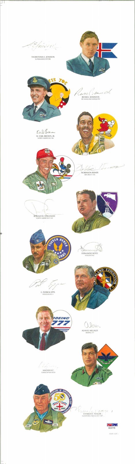 1998 GATHERING OF EAGLES SIGNED LITHO PANELS PSA DNA AE07776 & AE07777 20 AUTOS COLLECTIBLE MEMORABILIA