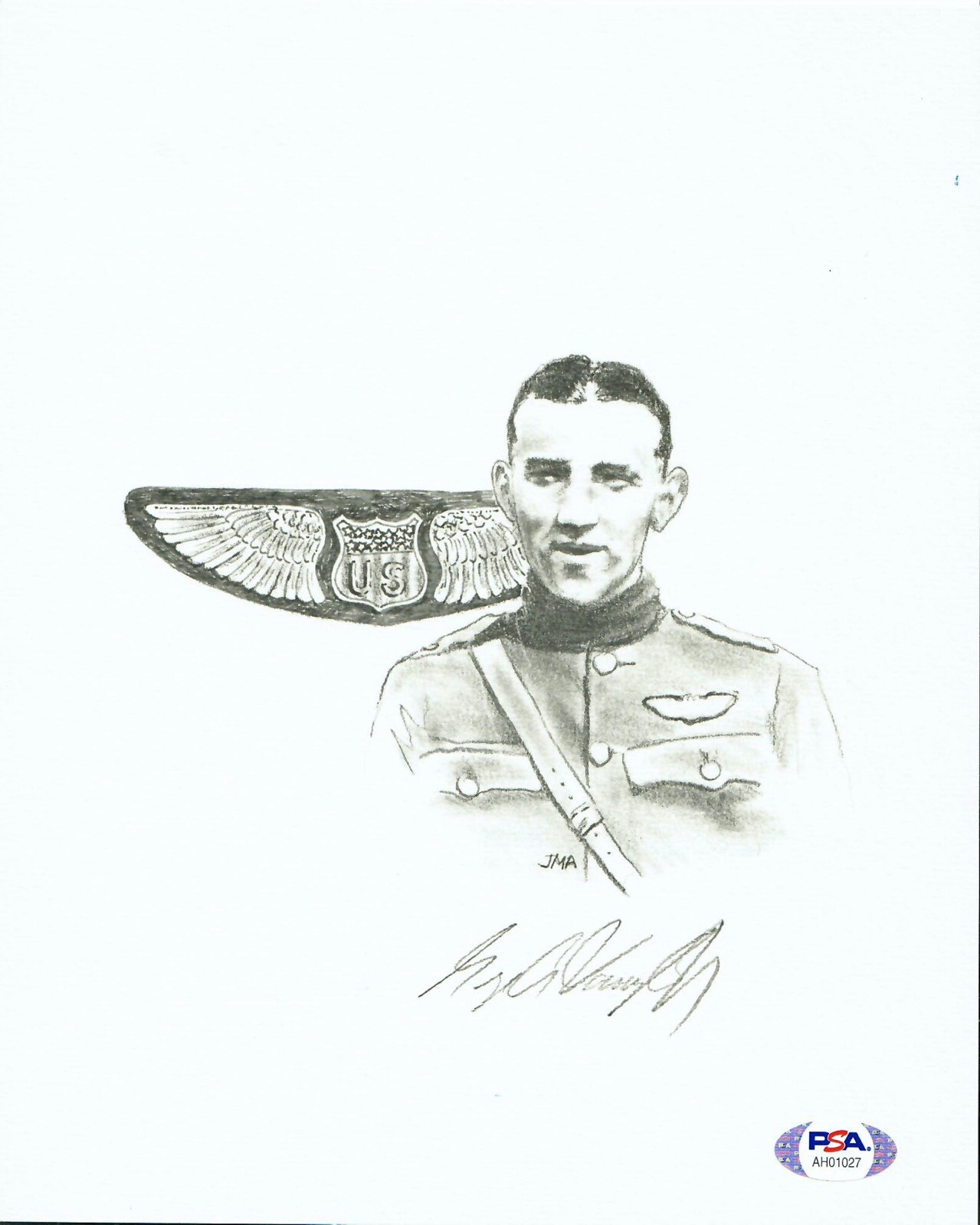 GEORGE VAUGHN SIGNED PRINT PSA DNA AH01027 (D) WWI ACE
