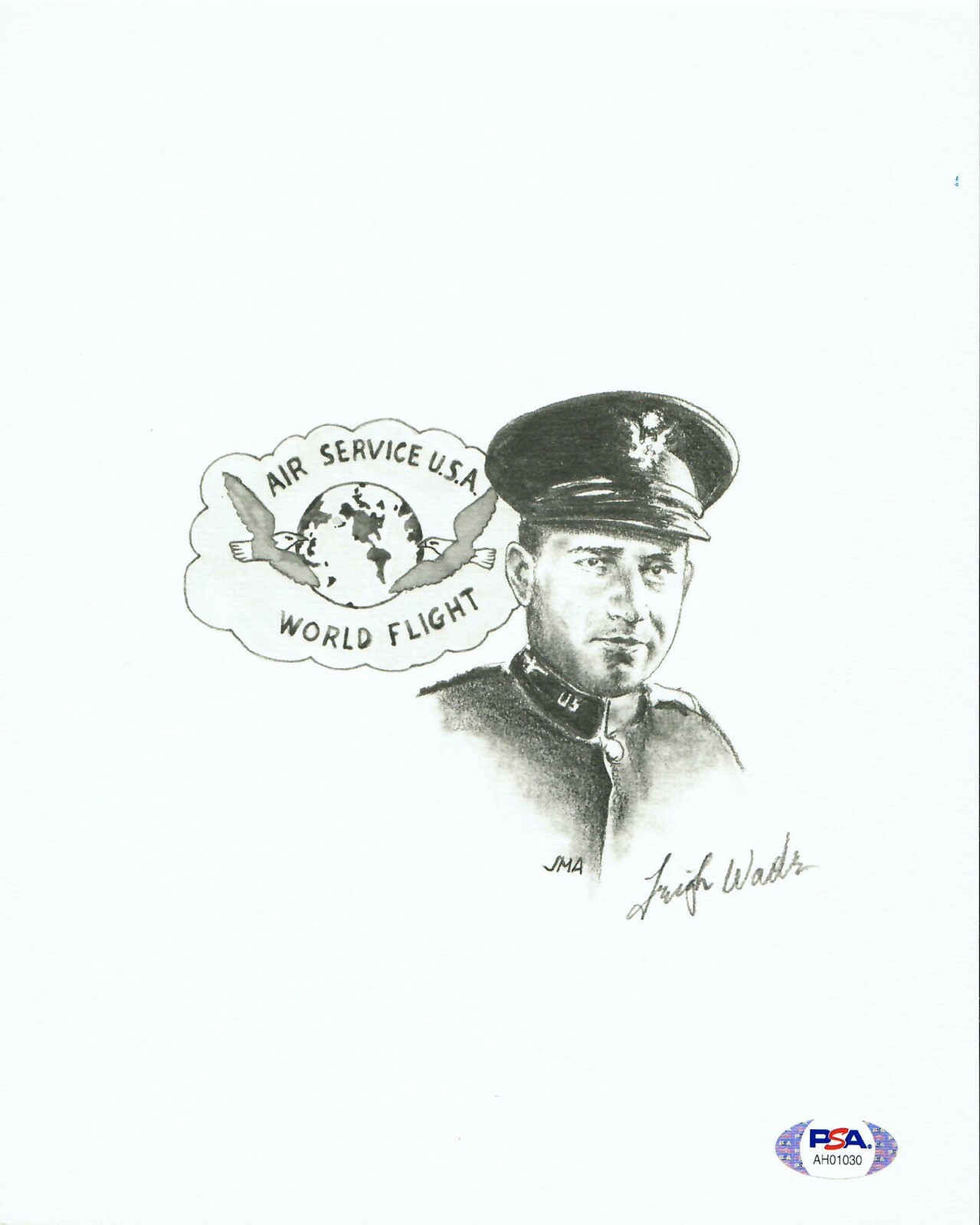 LEIGH WADE SIGNED PRINT PSA DNA AH01030 (D) WORLD CRUISER PILOT
