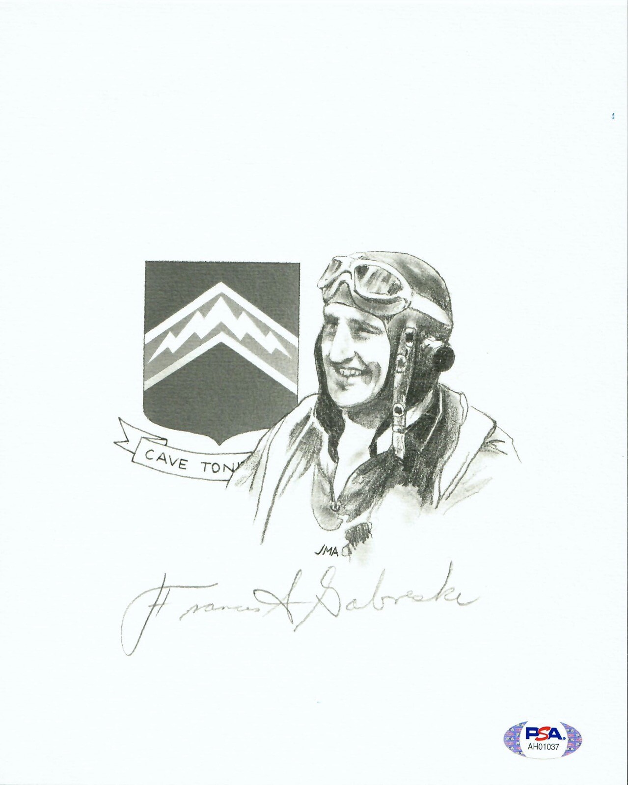 GABBY GABRESKI SIGNED PRINT PSA DNA AH01037 (D) WWII ACE 56TH FG
