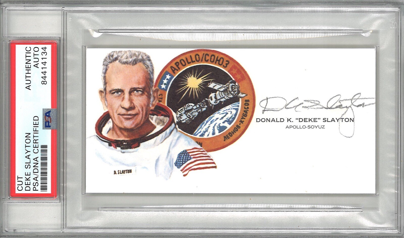 DEKE SLAYTON SIGNED CUT SIGNATURE PSA DNA SLABBED 84414134 (D) MERCURY 7
