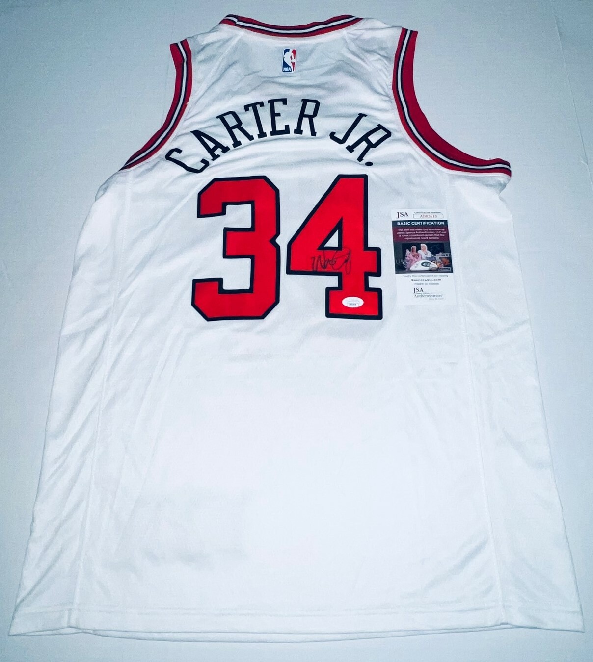 opens in new window or tab
Wendell Carter Jr. Duke signed White Chicago Bulls jersey autographed JSA