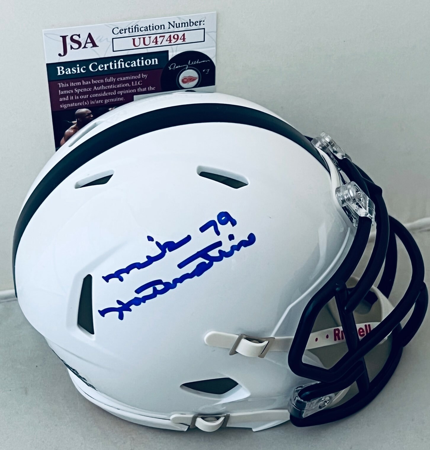 Mike Hartenstine Bears signed Penn State Nittany Lions Speed mini helmet JSA