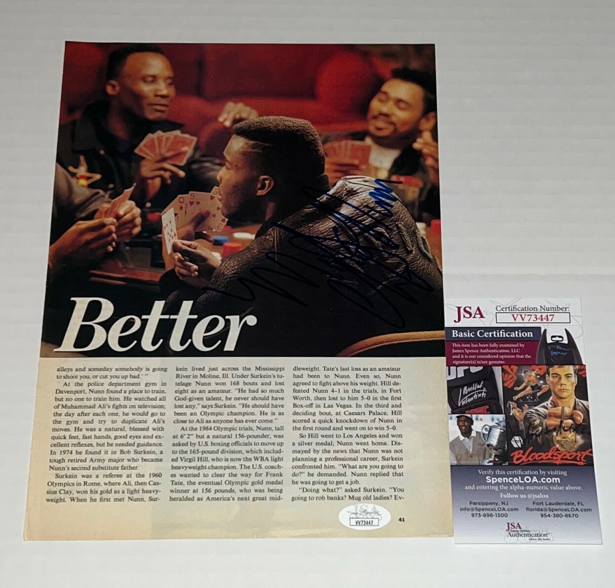 Michael Nunn signed Magazine Page Boxing Champ autographed JSA