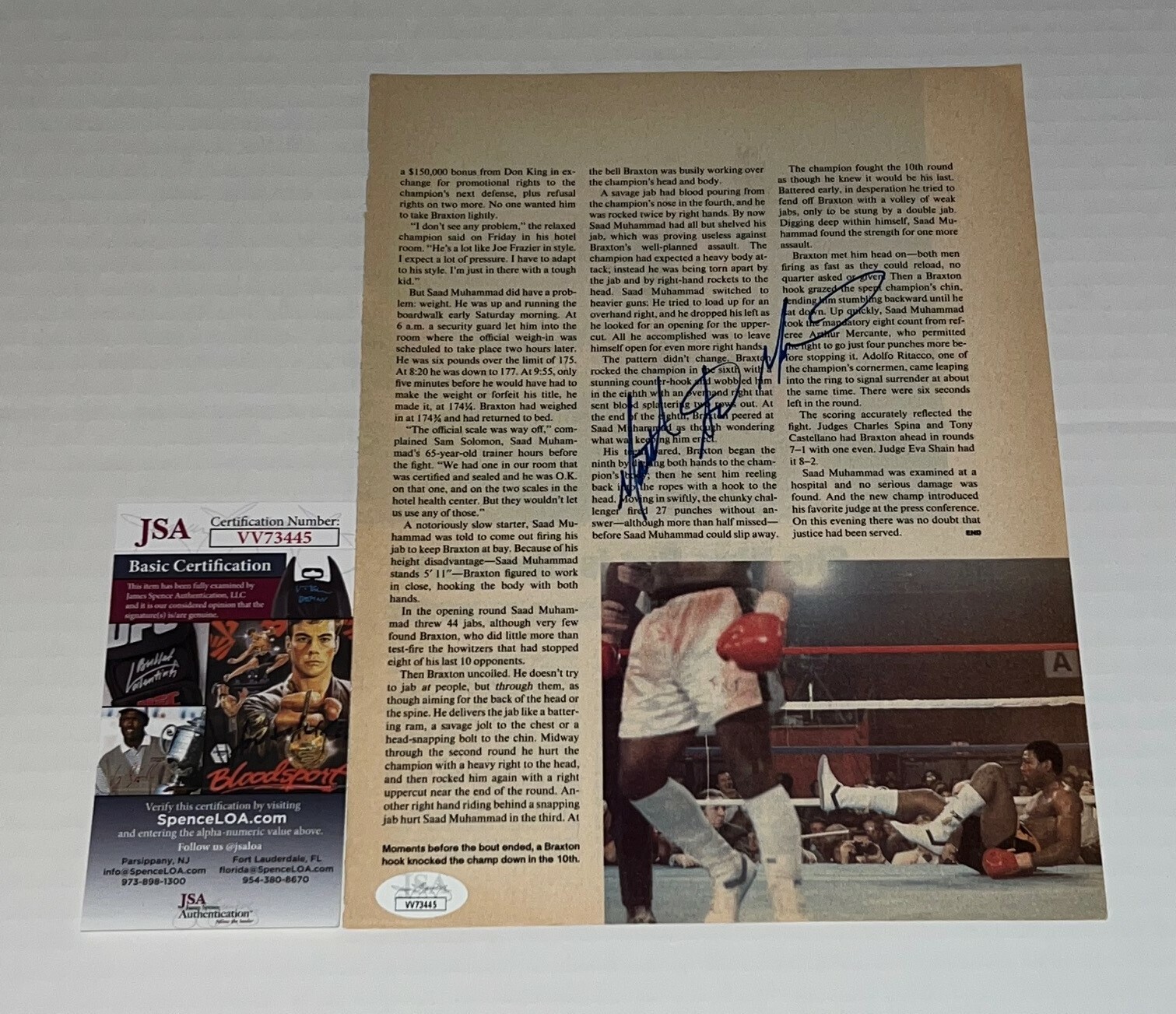 Matthew Saad Muhammad signed Magazine Page Boxing Champ autographed 2 JSA