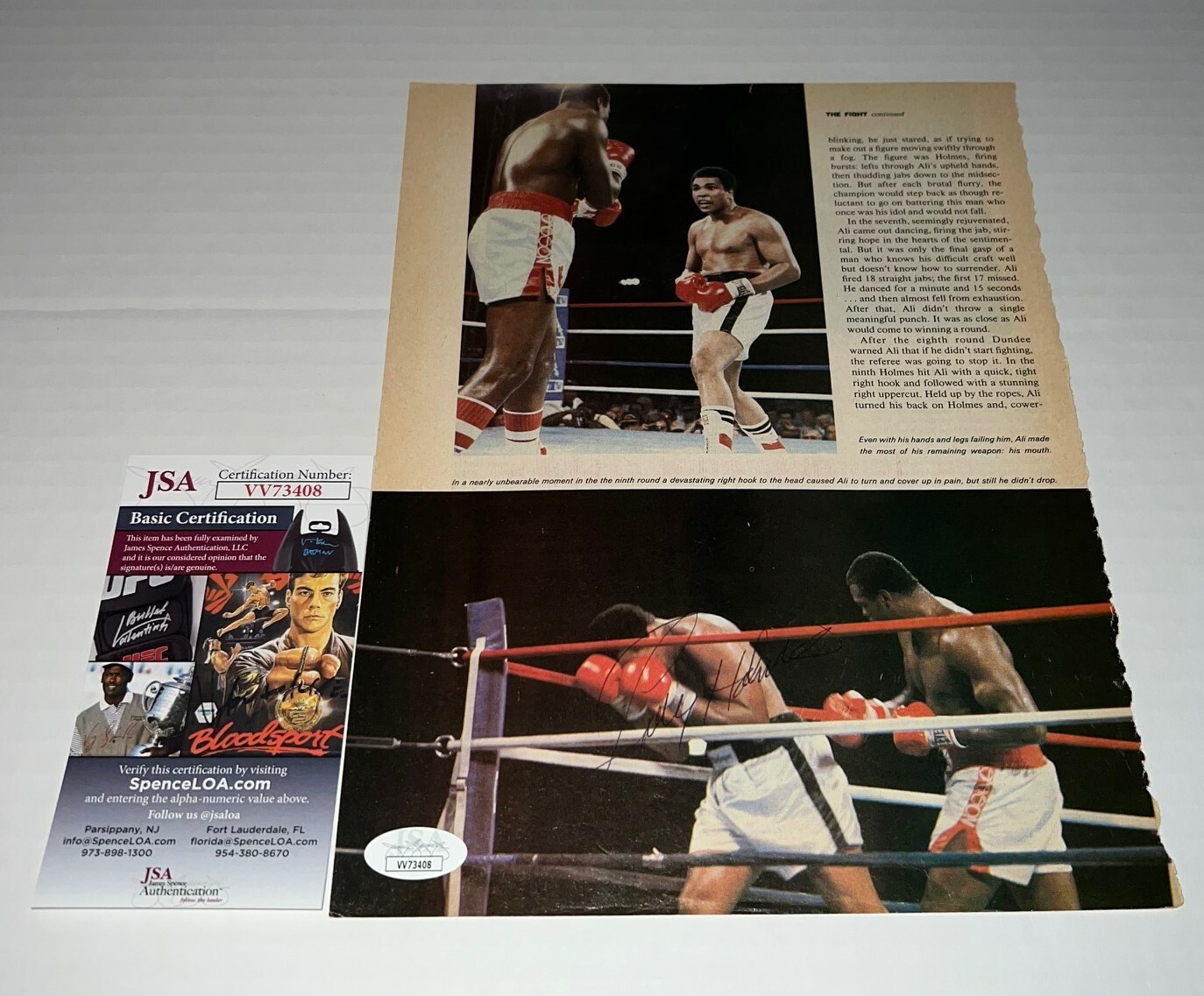 Larry Holmes Heavyweight Champ signed Boxing Magazine Page autographed 9 JSA