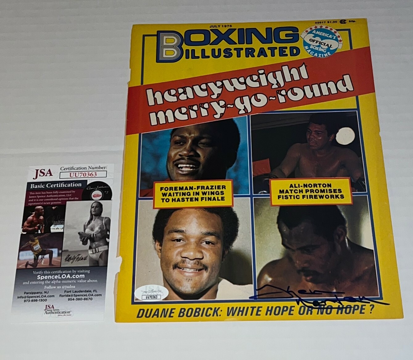 Ken Norton signed Boxing Magazine Page Heavyweight Champ autographed JSA