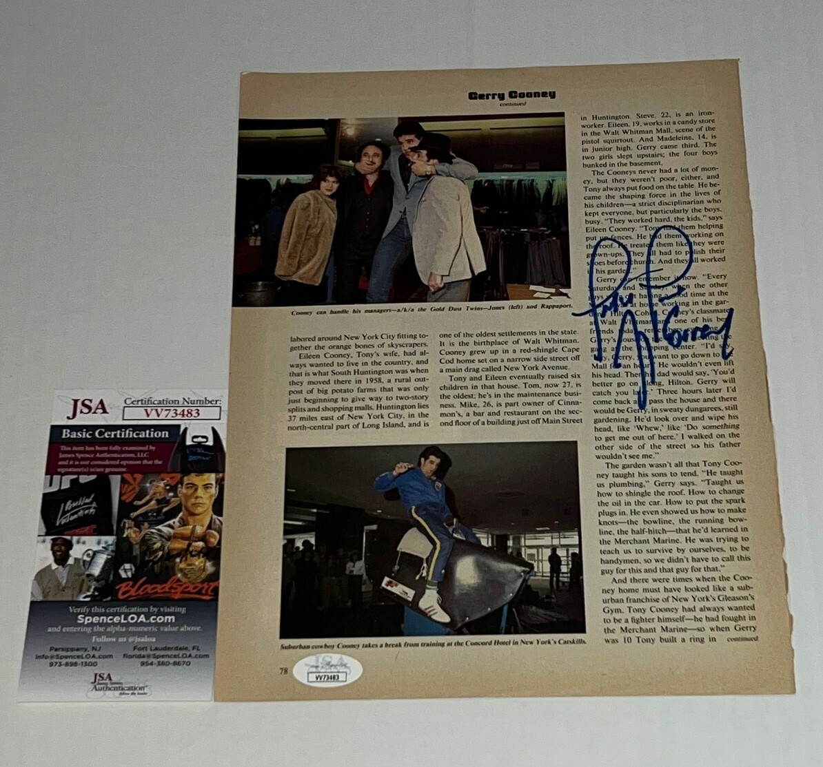 Gerry Cooney signed Boxing Magazine Page autographed 5 JSA
