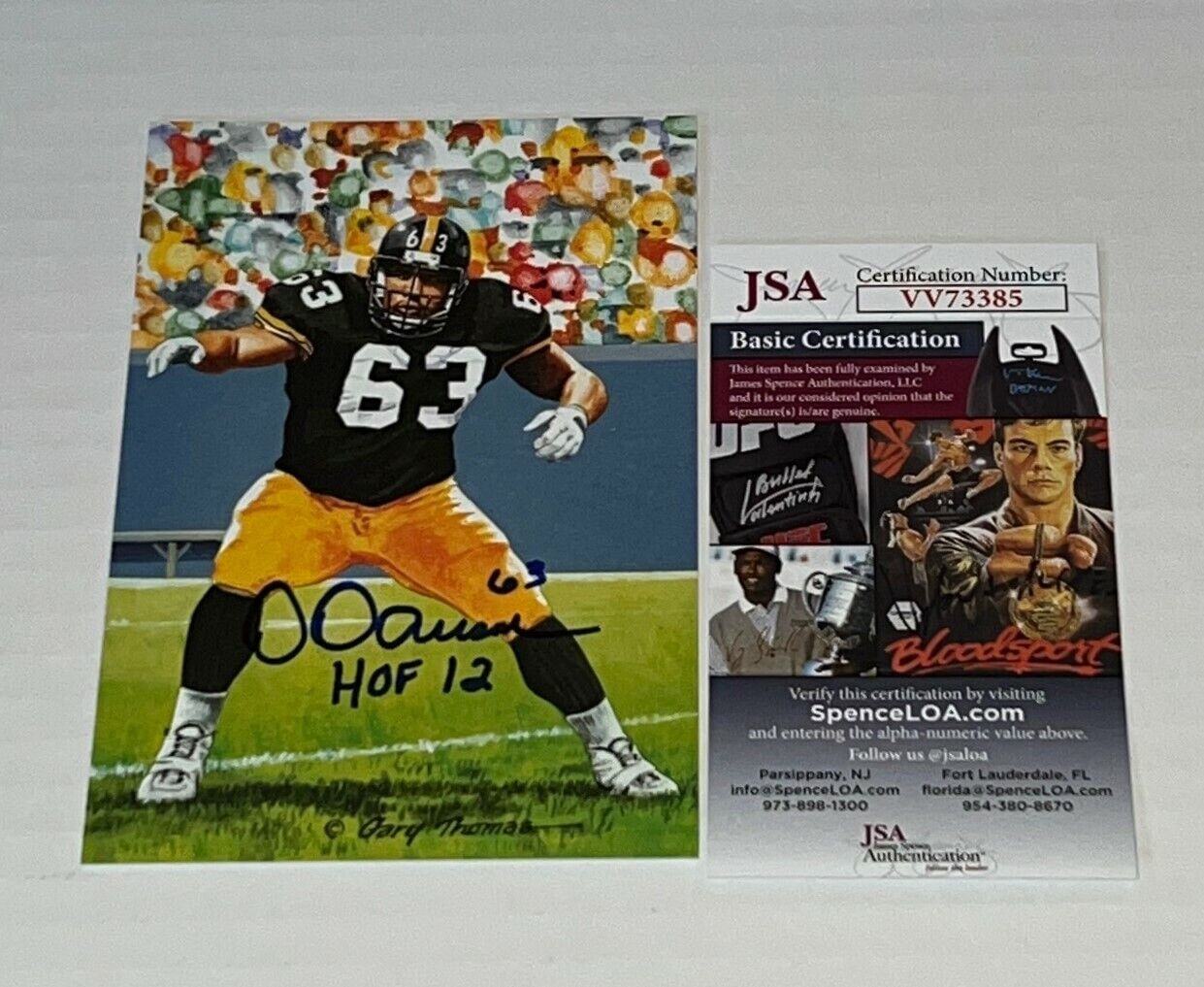 Dermontti Dawson Pittsburgh Steelers signed Goal Line Art Card GLAC W/ HOF JSA
