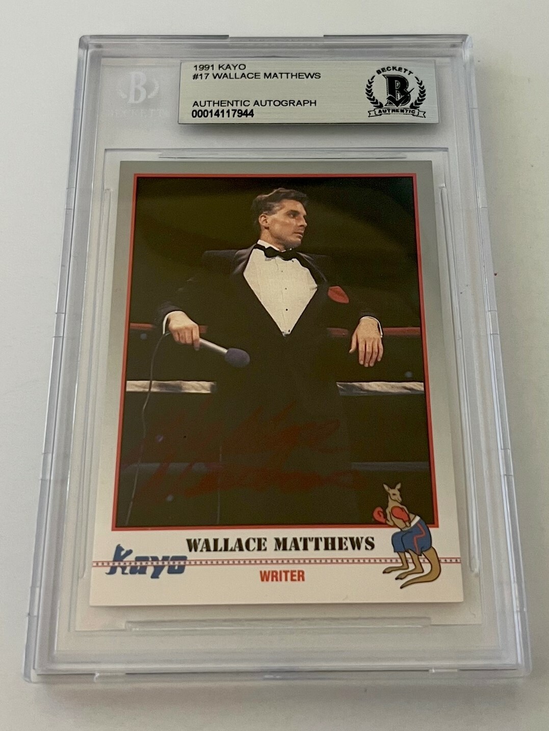 Wallace Matthews Boxing signed 1991 Kayo #17 Card autographed Beckett Slabbed #3
