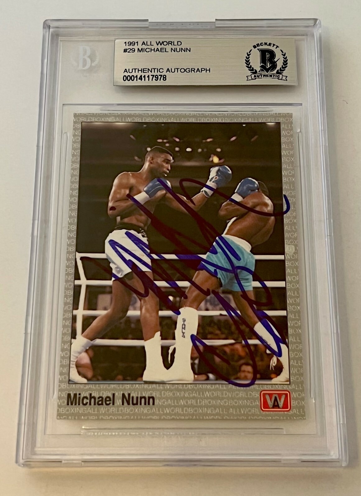 Michael Nunn Boxing signed 1991 All World #29 Card autographed Beckett Slabbed
