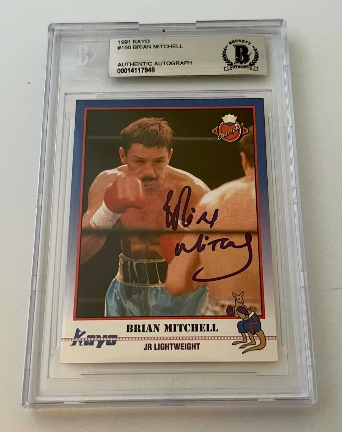 Brian Mitchell Boxing signed 1991 Kayo #150 Card autographed Beckett Slabbed
