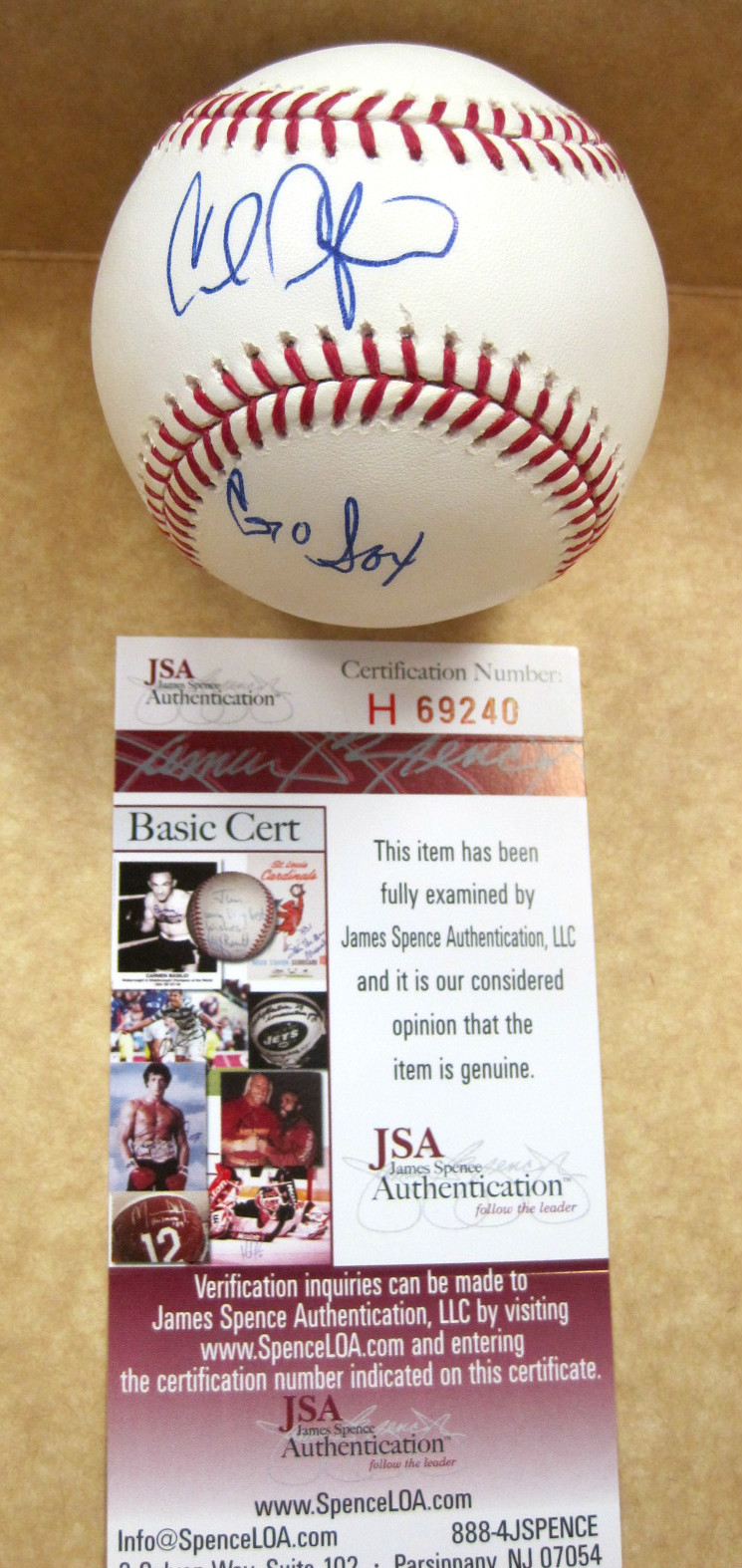 CARL CRAWFORD BOSTON RED SOX GO SOX! SIGNED AUTOGRAPHED O.M.L.BASEBALL W/JSA
