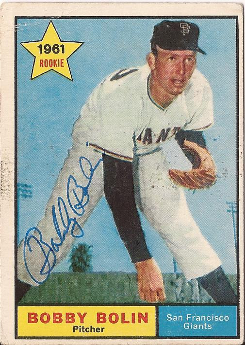 BOBBY BOLIN SAN FRANCISCO GIANTS SIGNED AUTOGRAPHED 1961 RC CARD #449 W/COA COLLECTIBLE MEMORABILIA