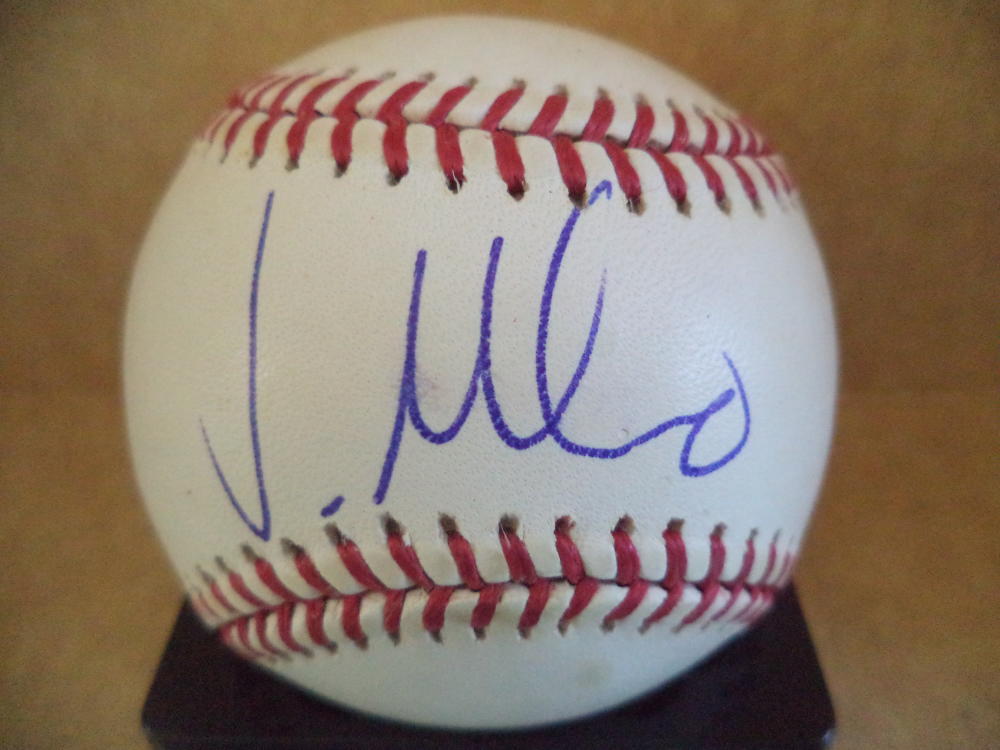 LUIS MENDOZA RANGERS/ROYALS/MEXICO SIGNED AUTOGRAPHED M.L. BASEBALL W/COA
