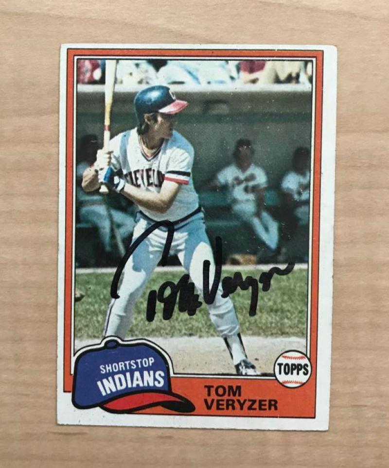 TOM VERYZER CLEVELAND INDIANS SIGNED DECEASED 1981 TOPPS CARD #39 W/COA
