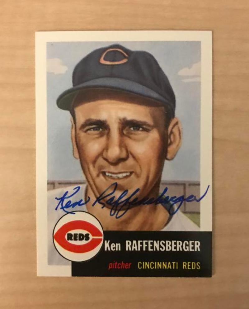KEN RAFFENSBERGER CINCINNATI REDS SIGNED DECEASED TOPPS ARCHIVES CARD #276 W/COA
