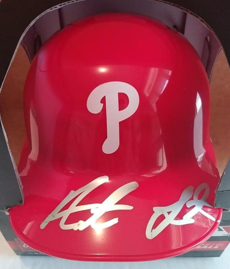 AUSTIN LISTI PHILLIES SIGNED AUTO ROOKIE YEAR RAWLINGS MINI HELMET BECKETT R1401

