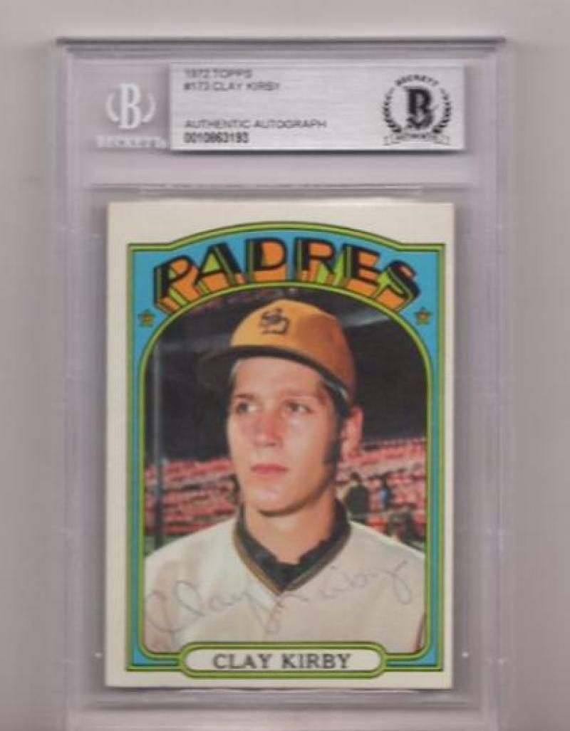 1972 TOPPS CLAY KIRBY SIGNED CARD BECKETT AUTHENTIC AUTOGRAPH
