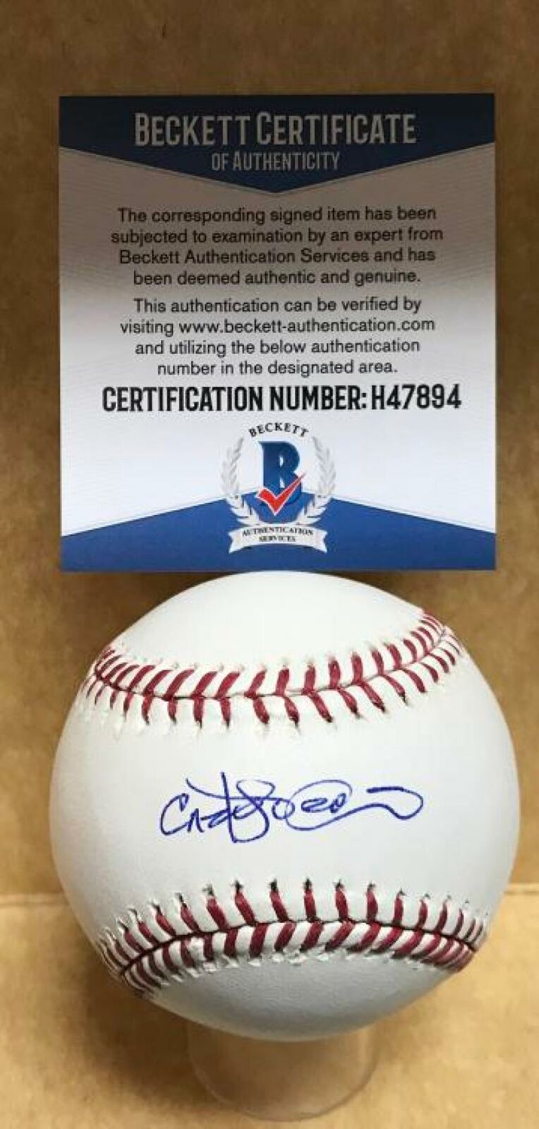 CARLOS PENA RANGERS/CUBS/RED SOX ESPN SIGNED AUTO M.L. BASEBALL BECKETT H47894
