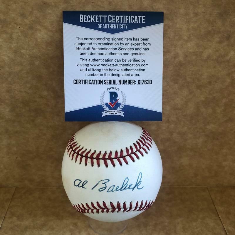 AL BARLICK HOF UMPIRE SIGNED AUTOGRAPHED A.L. BASEBALL BECKETT X17630
