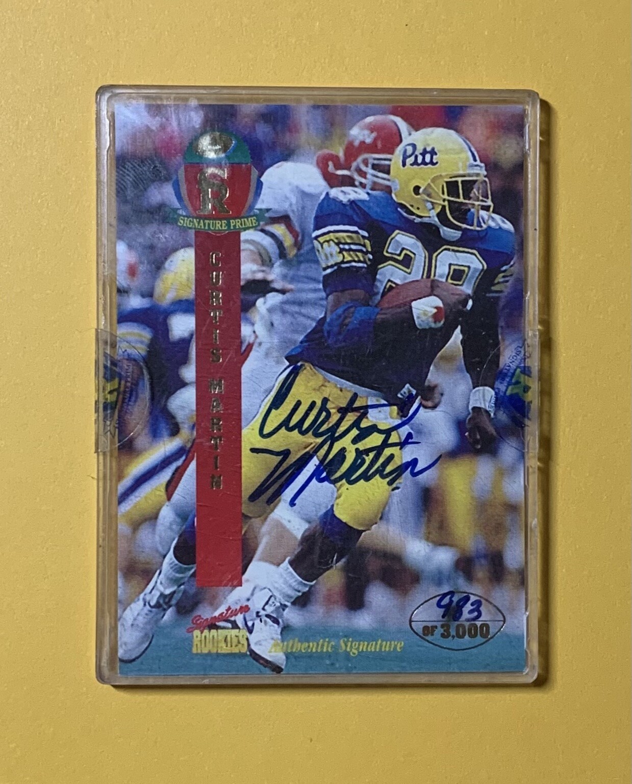 1995 SIGNATURE PRIME CERTIFIED AUTOGRAPH CURTIS MARTIN ROOKIE /3000 #27 HOF
