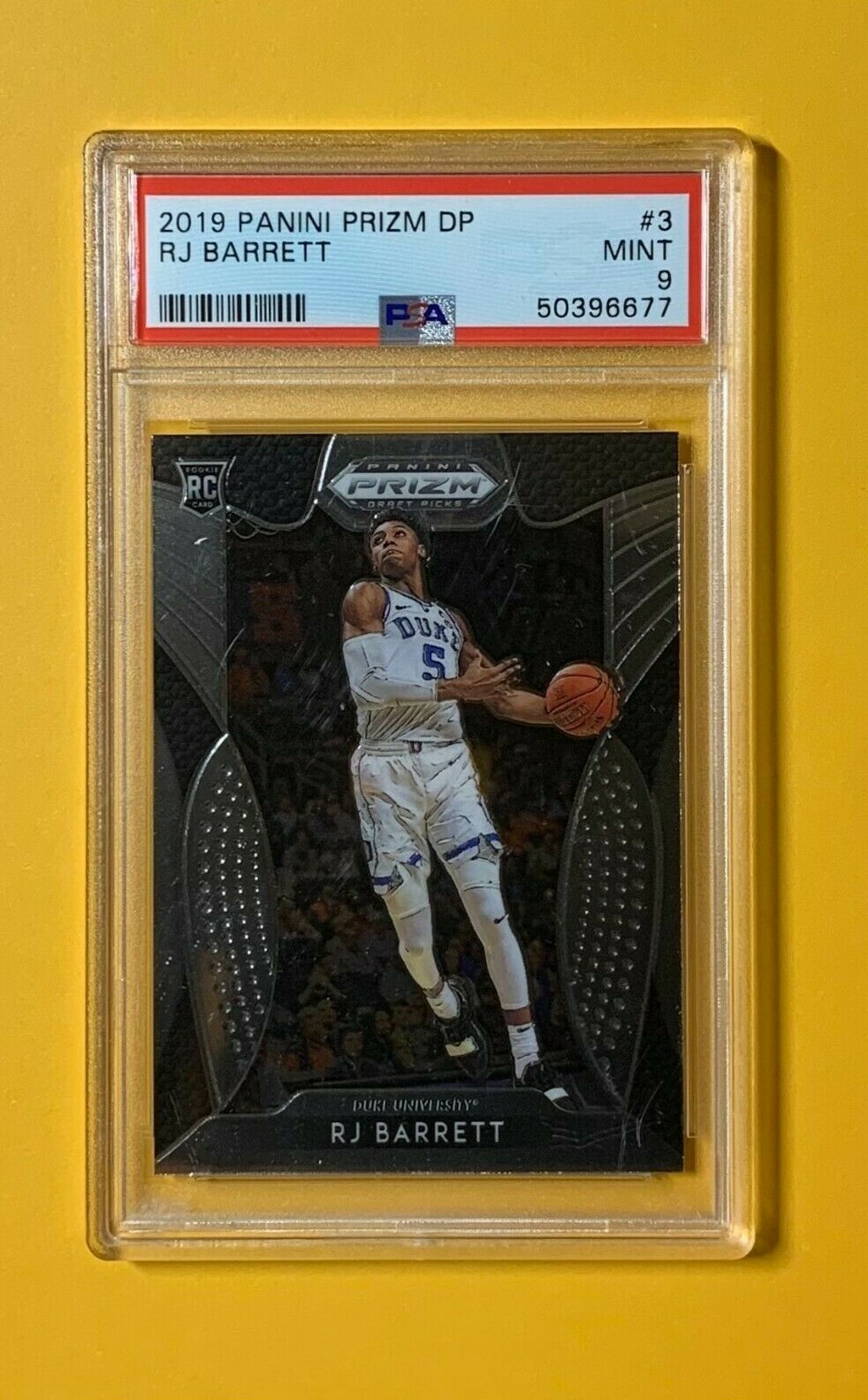 2019 PANINI PRIZM DRAFT PICKS RJ BARRETT ROOKIE BASE #3 KNICKS DUKE MINT PSA 9
