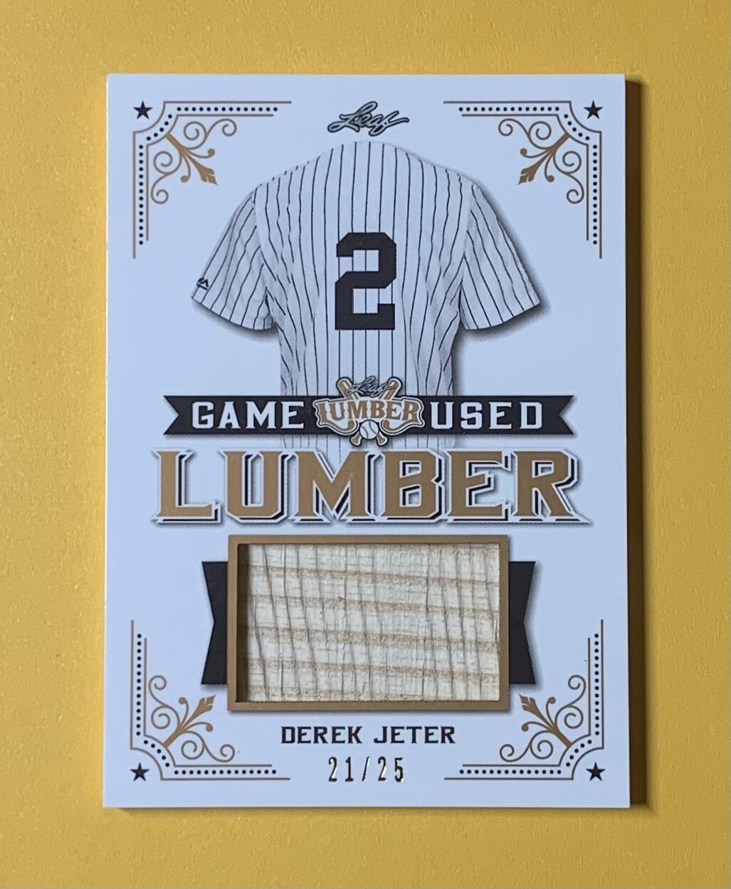 2021 LEAF LUMBER DEREK JETER GAME USED LUMBER /25 #GUL-26 YANKEES HOF
