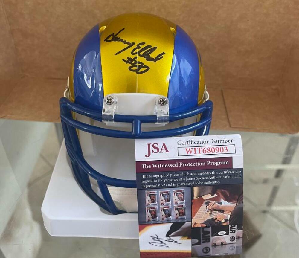 HENRY ELLARD RAMS SIGNED AUTOGRAPHED FLASH SPEED MINI HELMET JSA WIT680903
