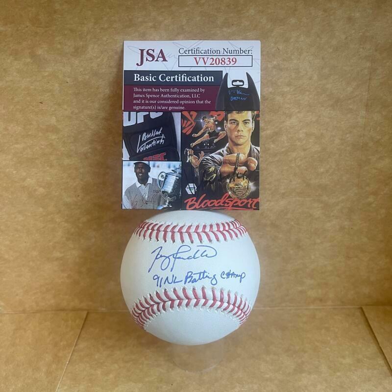TERRY PENDLETON 91 NL BATTING CHAMP SIGNED AUTOGRAPHED M.L.BASEBALL JSA VV20839
