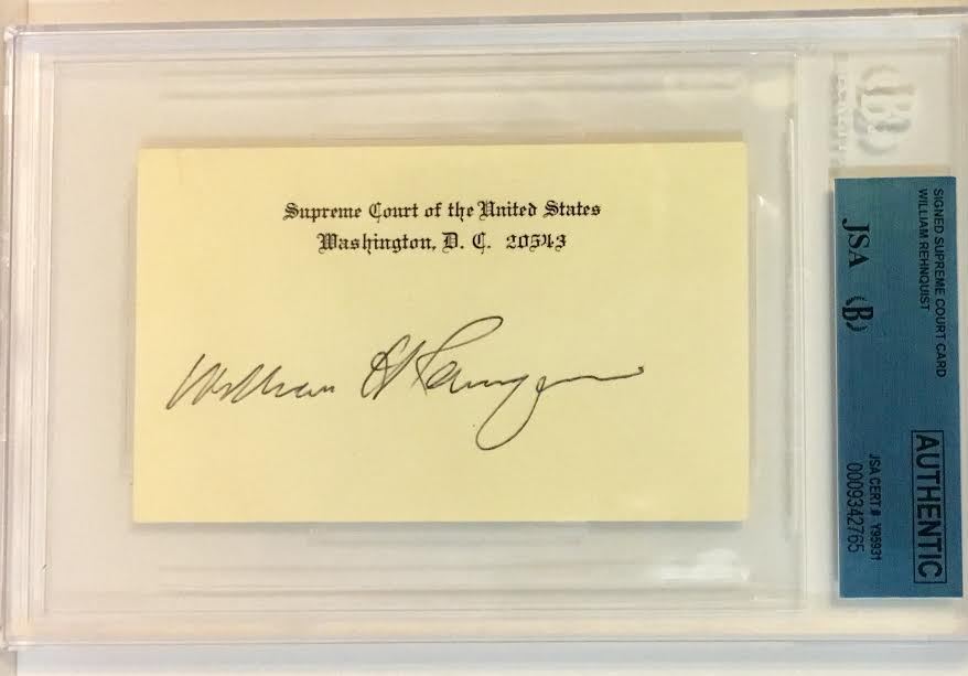 WILLIAM REHNQUIST SIGNED AUTOGRAPH US CHIEF JUSTICE BECKETT JSA ENCAPSULATED COLLECTIBLE MEMORABILIA