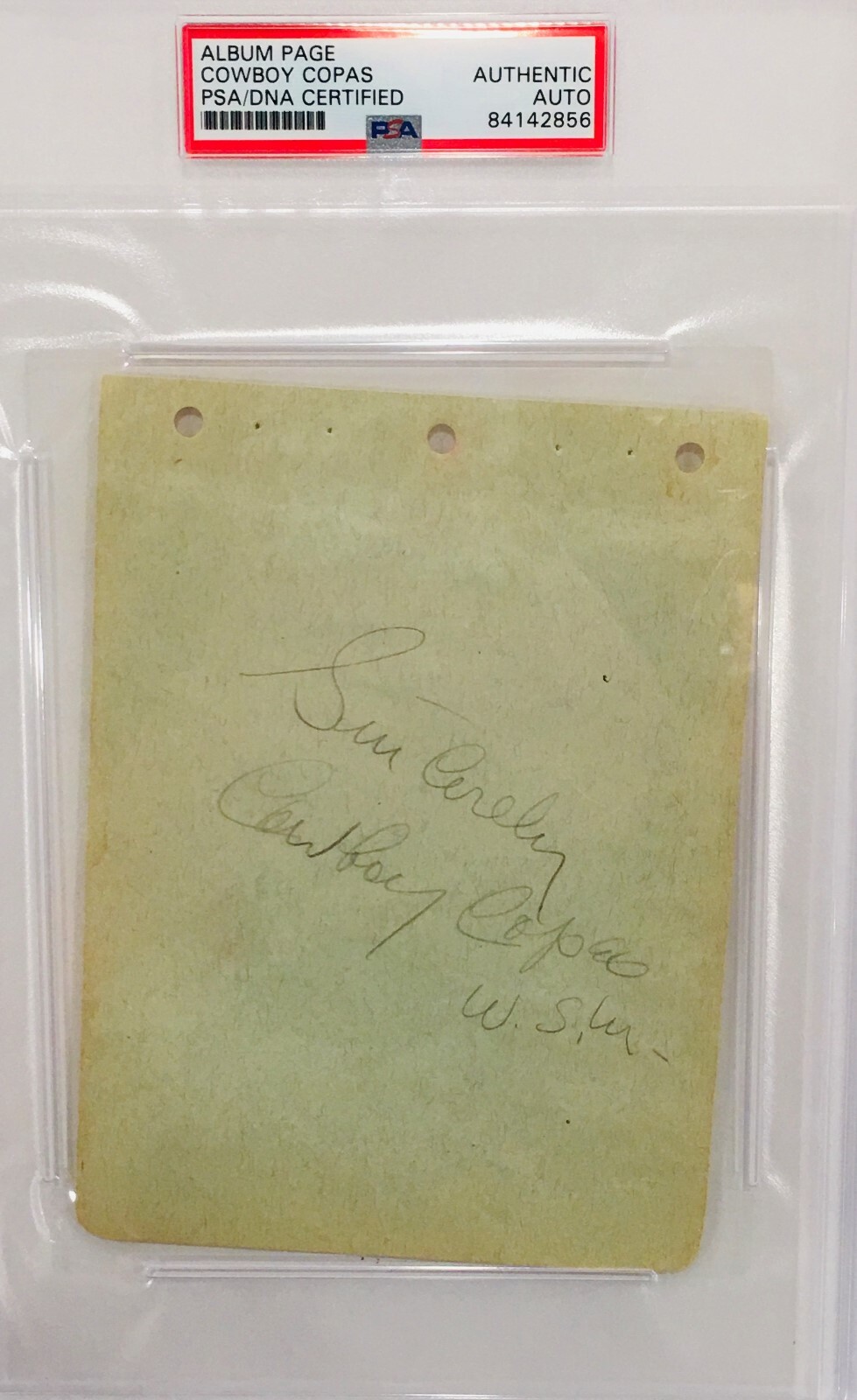 COWBOY COPAS Signed Autograph Album Page Encapsulated PSA Country Music

