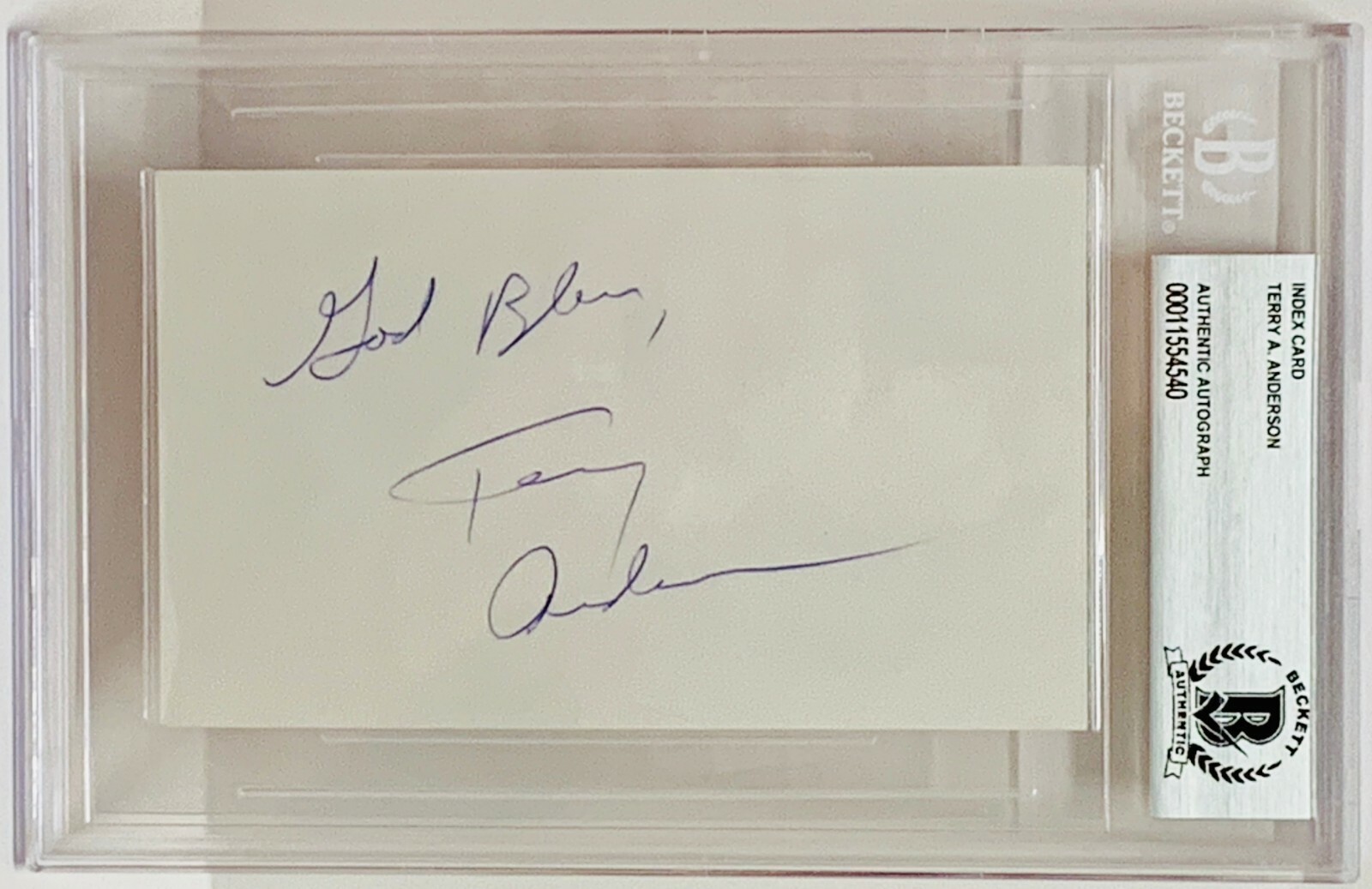 TERRY ANDERSON Signed Autograph Slabbed BAS BECKETT Journalist Hostage USMC
