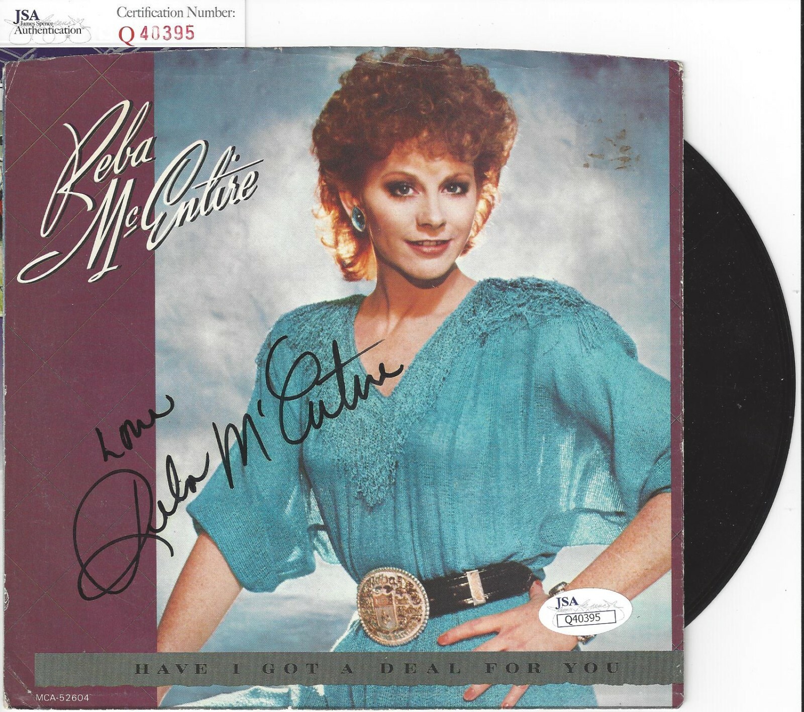 REBA MCENTIRE Signed Autograph Pic Sleeve W/ 45 