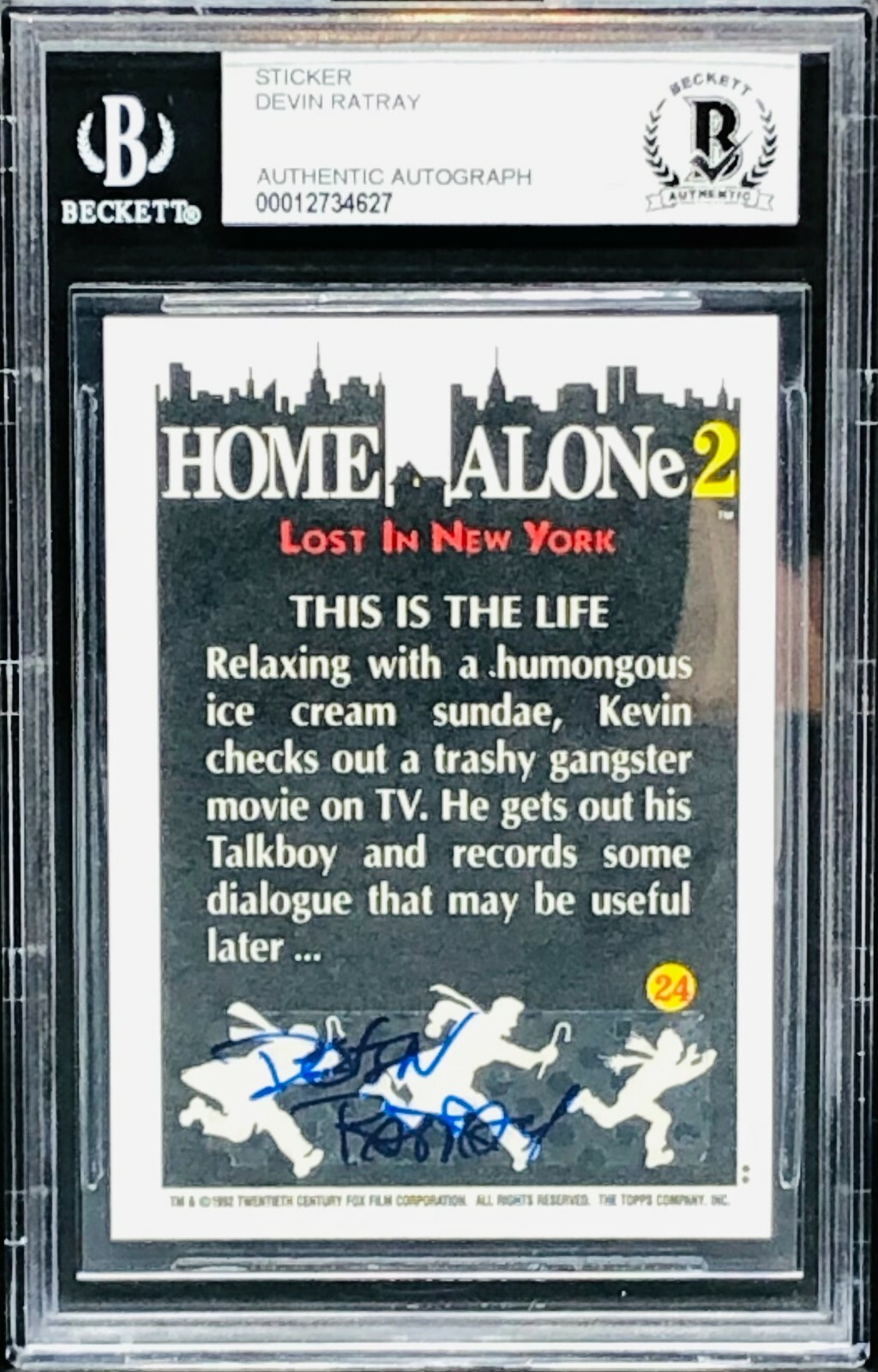 DEVIN RATRAY Signed Autograph Beckett Slabbed Encapsulated HOME ALONE 2
