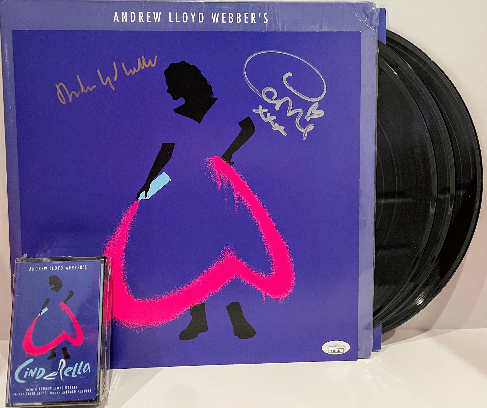 ANDREW LLOYD WEBBER CARRIE HOPE SIGNED LP COVER “CINDERELLA” VINYL W/ TAPE JSA COLLECTIBLE MEMORABILIA