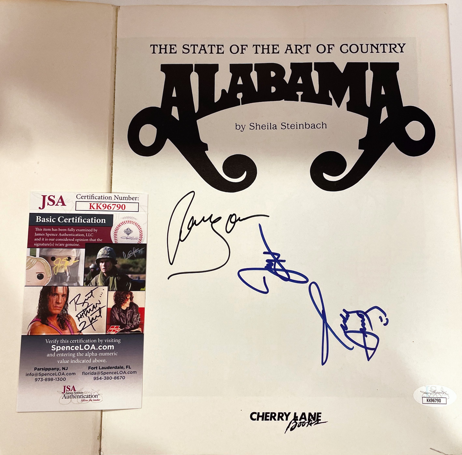 ALABAMA RANDY OWEN, JEFF COOK, TEDDY Signed Autograph Art of Country book JSA
