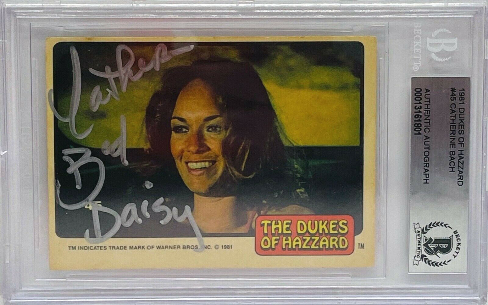 CATHERINE BACH Signed Autograph 45 Dukes of Hazzard Slabbed Encapsulated Beckett
