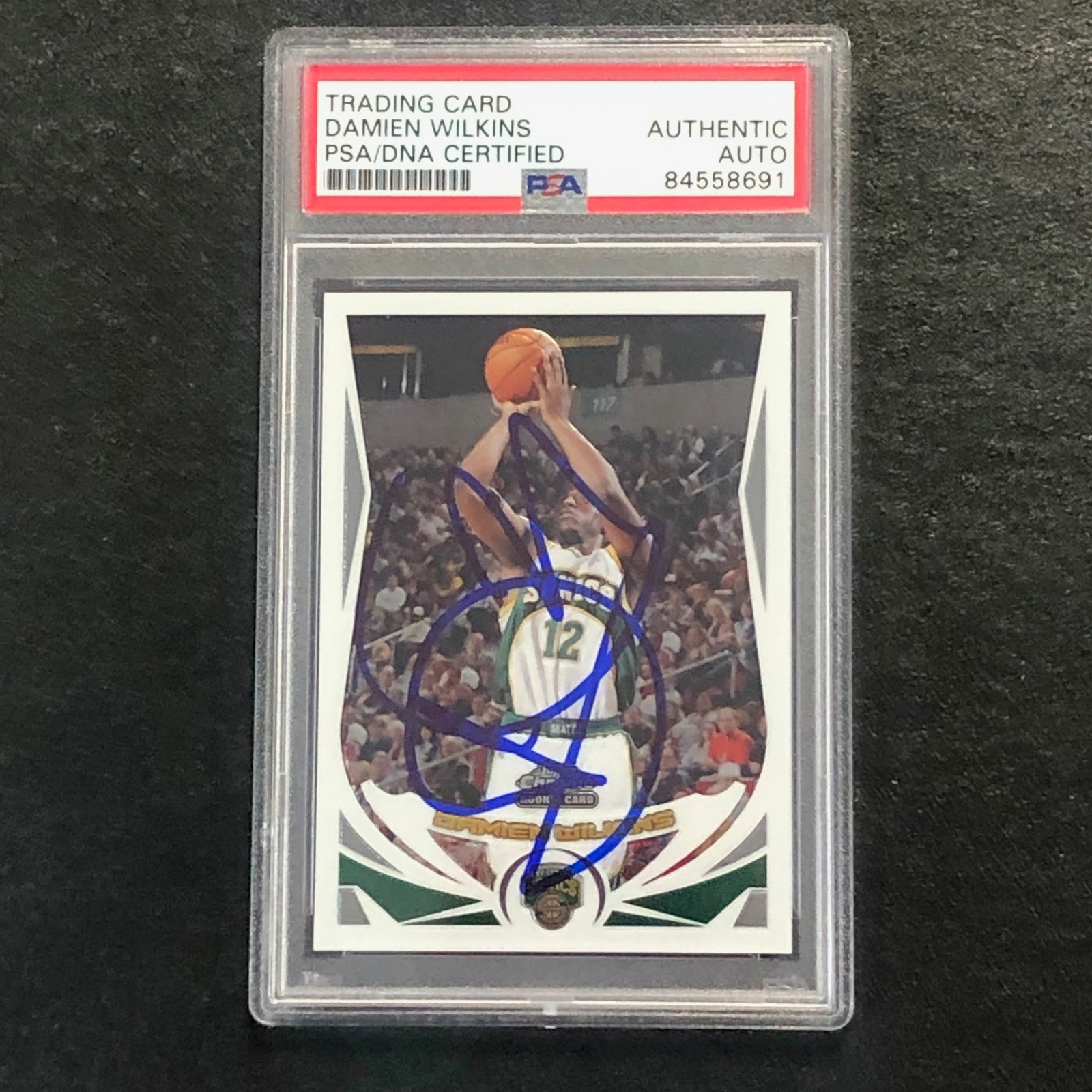 2004-05 Topps Chrome Basketball #214 Damien Wilkins Signed Card AUTO PSA/DNA Sla
