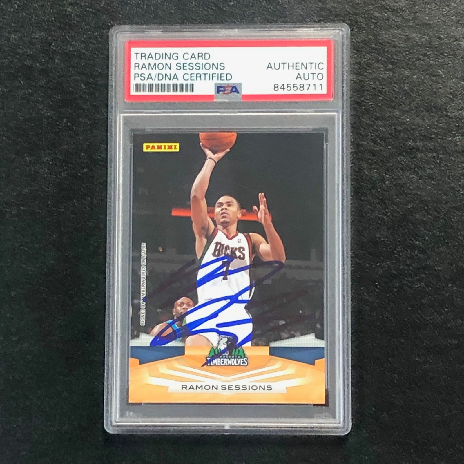 2009-10 Panini Basketball #103 Ramon Sessions Signed AUTO PSA Slabbed Timberwolv
