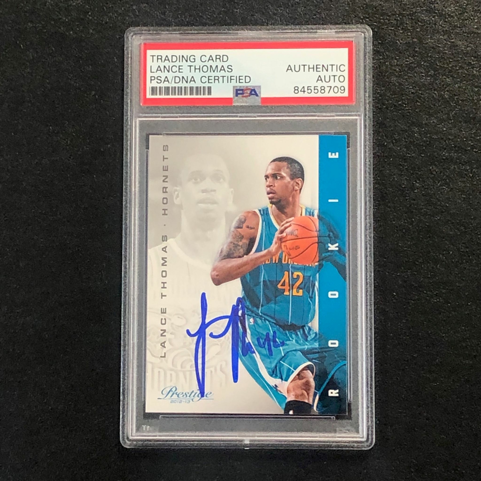 2012-13 Panini Prestige #186 Lance Thomas Signed Card AUTO PSA Slabbed RC Hornet
