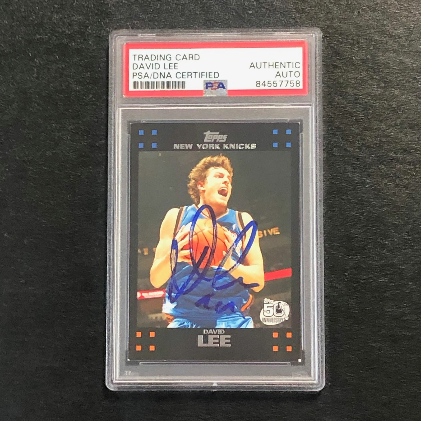 2007-08 Topps #42 David Lee Signed Card AUTO PSA Slabbed Knicks

