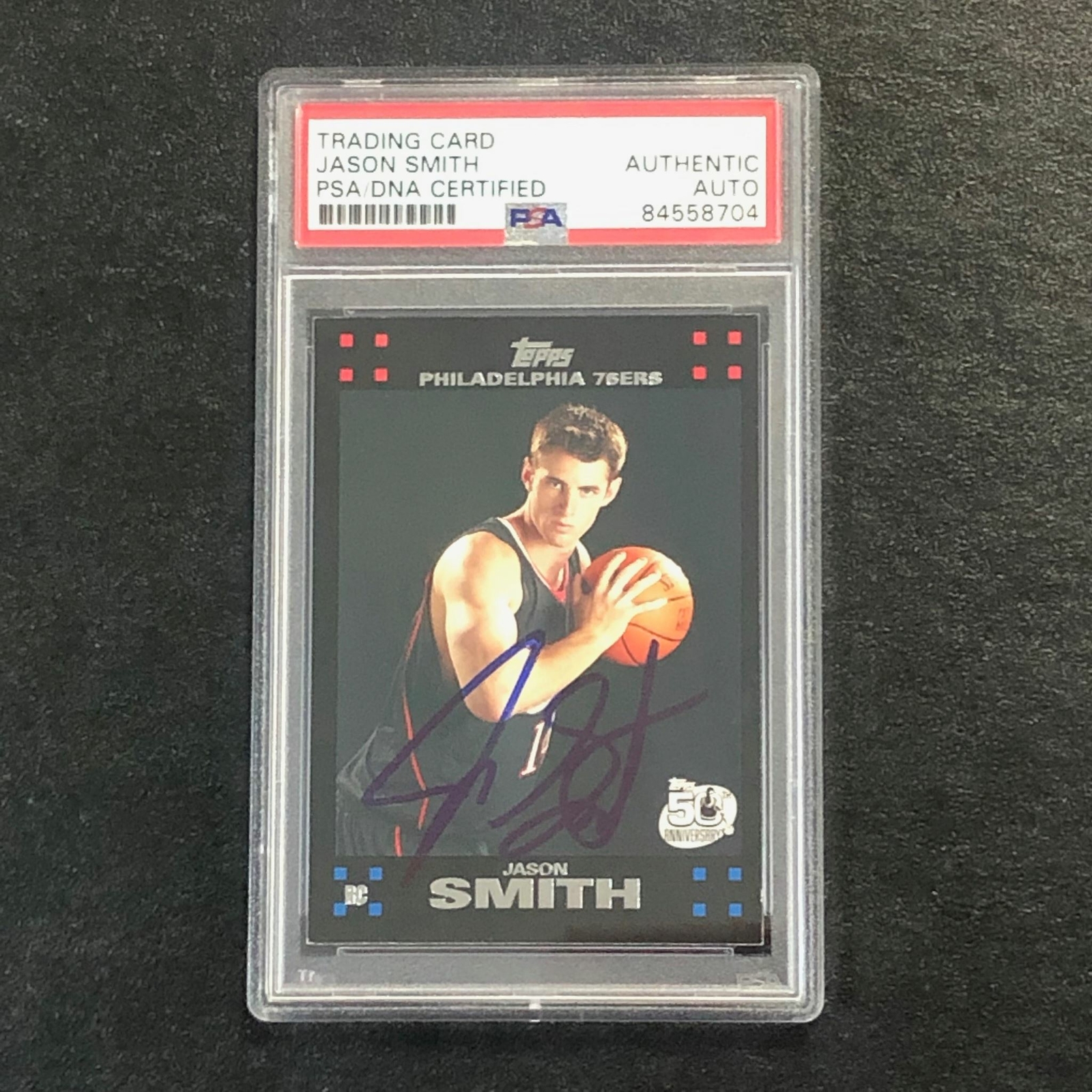 2007-08 Topps #130 Jason Smith Signed Card AUTO PSA Slabbed 76ers
