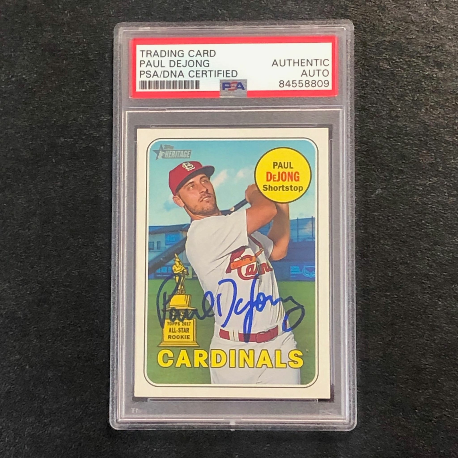 2018 Topps Heritage #320 Paul DeJong Signed Card AUTO PSA Slabbed Cardinals
