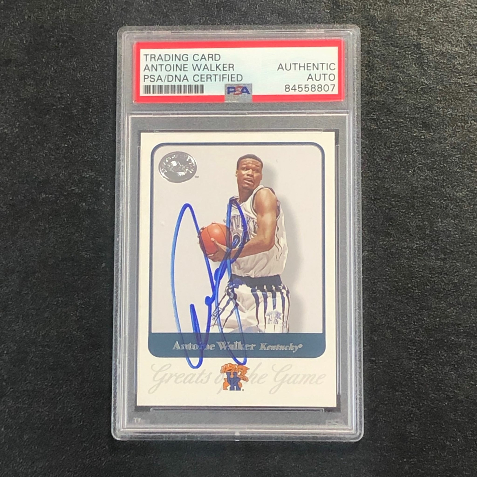 2001 Fleer Greats of the Game #4 Antoine Walker Signed Card AUTO PSA Slabbed Ken
