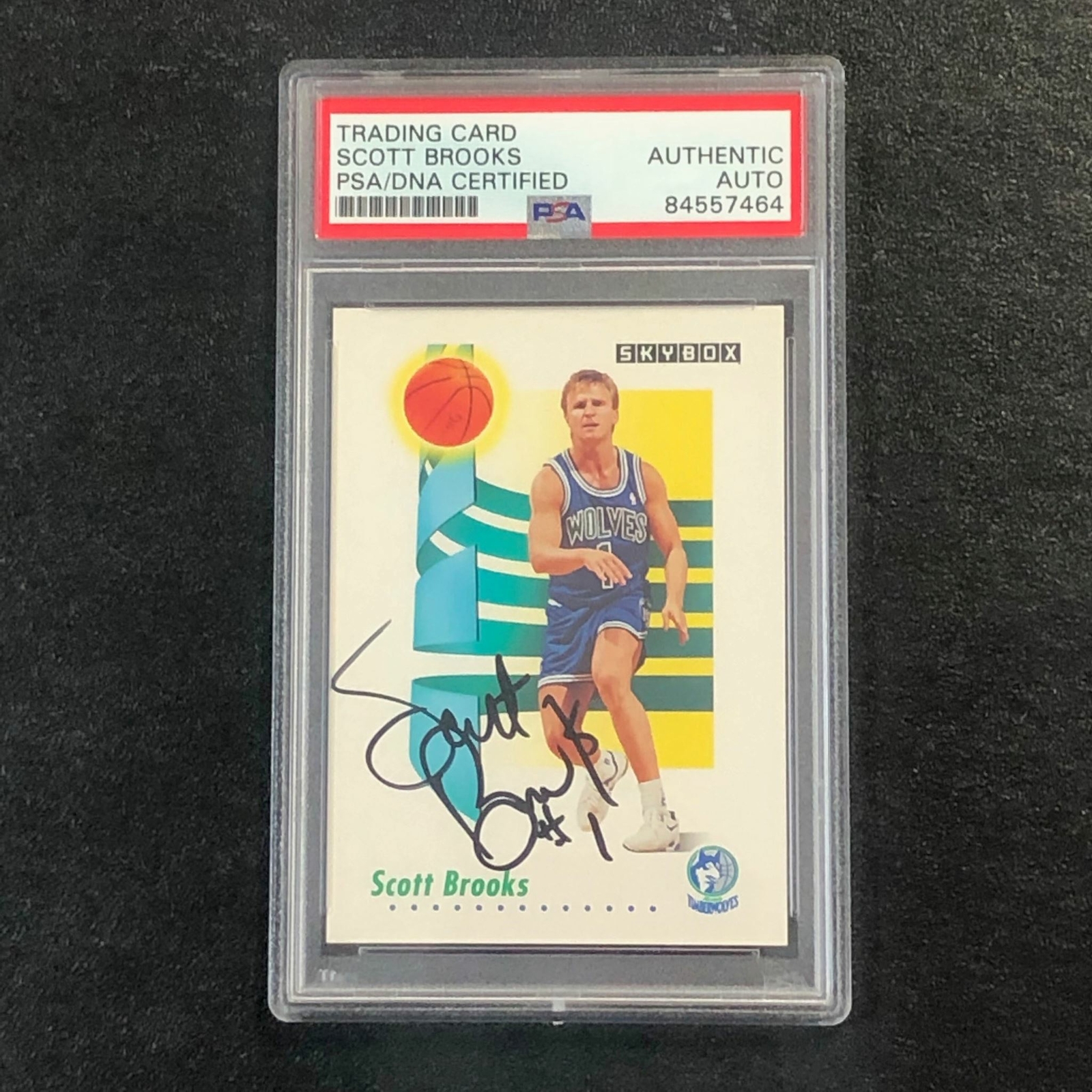 1991-92 SKYBOX #167 Scott Brooks Signed Card AUTO PSA Slabbed Timberwolves
